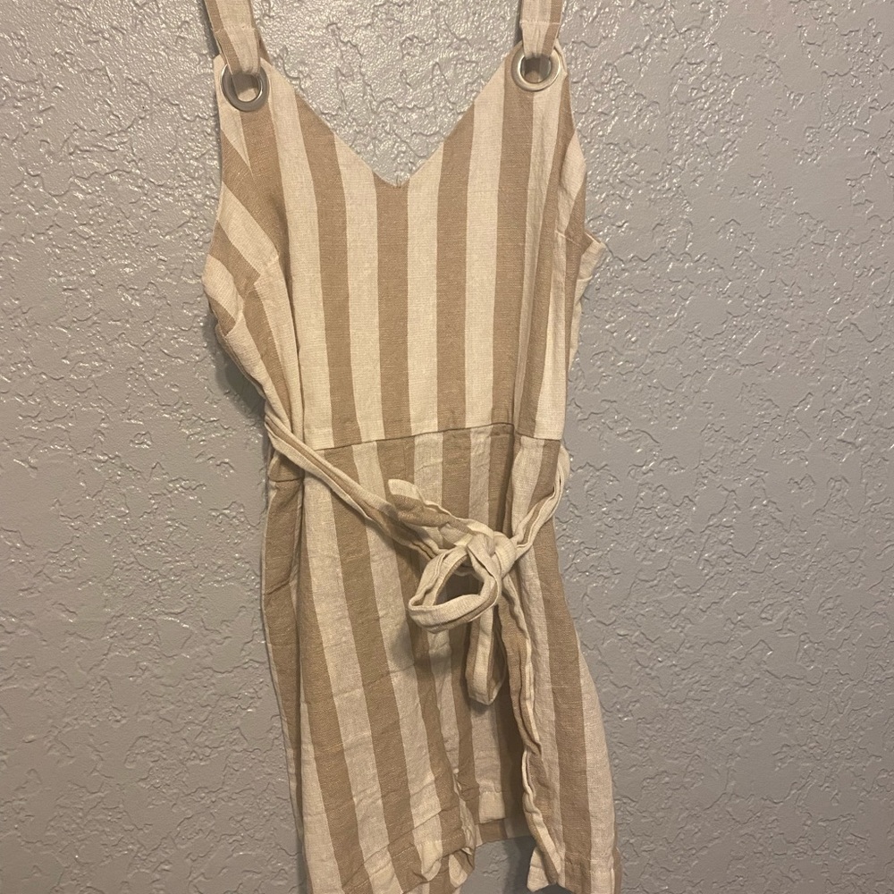 White & tan romper for sale!